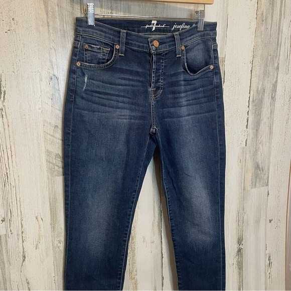 7 For All Mankind Josefina Boyfriend Skinny Mid Rise Jeans - Dark Wash size 24 - Picture 2 of 9